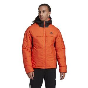 Adidas Men's Outdoor BSC 3-Stripes Puffy Hooded Jacket Orange Black Size 2XL